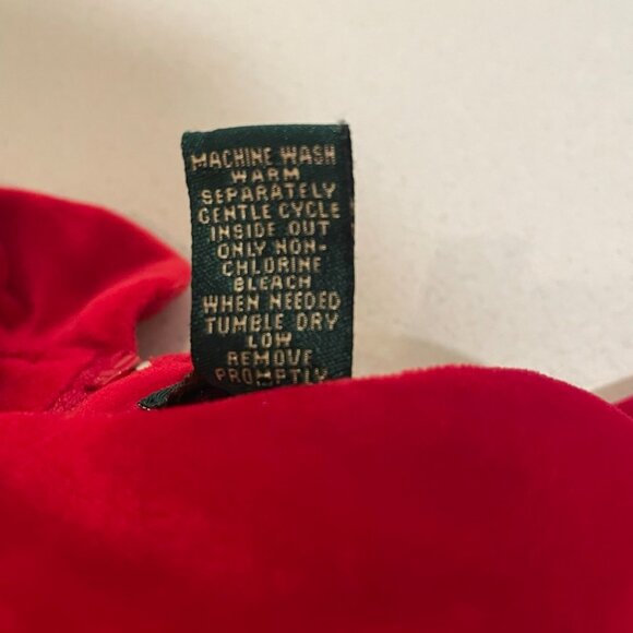 VTG 90s Childrens Place Red Velvet Christmas Dress w/ Peter Pan Collar Sz 12 Mos - Picture 9 of 13